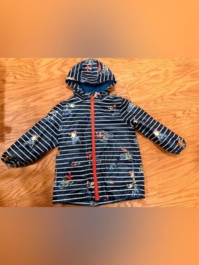 Joules Hooded Lined Raincoat with Animals on Bikes - 4T